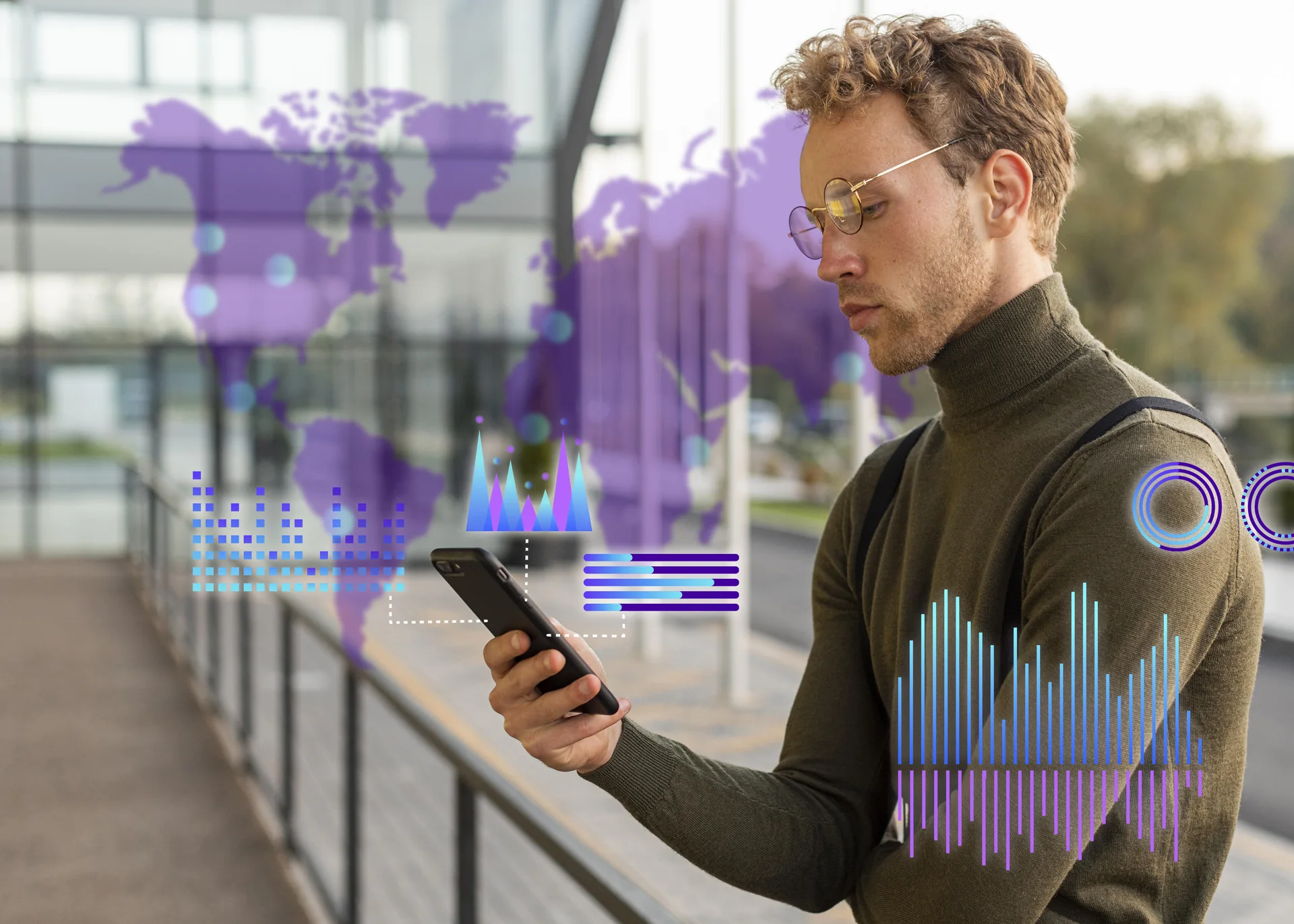 Téléphone et graphiques numériques illustrant l’investissement en actions et ETF liés à l’intelligence artificielle.
