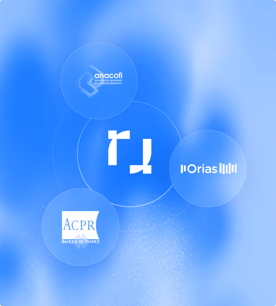 Composition du symbole Rivaria avec les logos ANACOFI, ORIAS et ACPR.